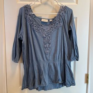 **SOLD** Blue Avenue Top 3/4 Length Sleeve Size: 14/16